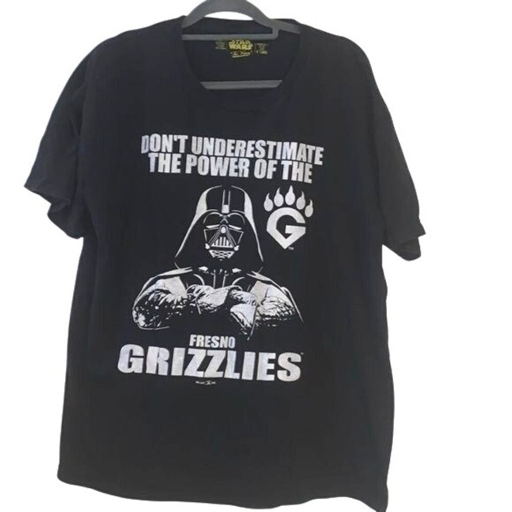 Star Wars Fresno Grizzlies Darth Vader Graphic T-Shirt Black Cotton XL